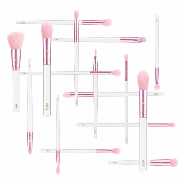 Pink 16 Piece Brush Set & Holographic Barrel Bag